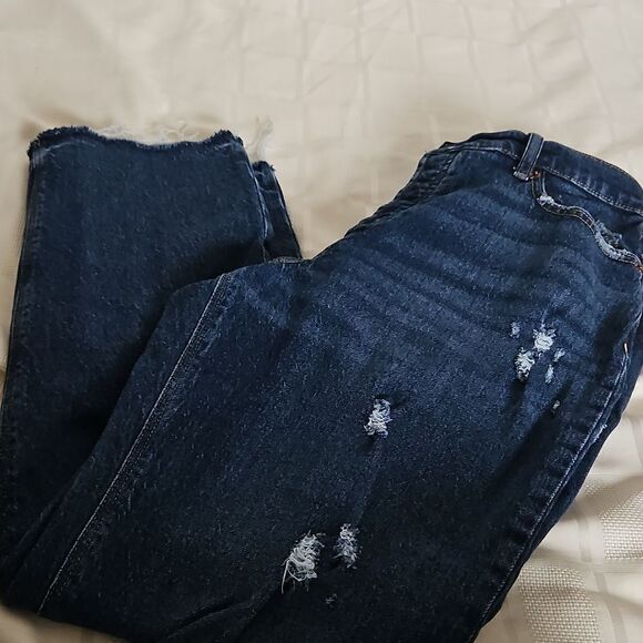 Dark Blue Distressed High-Rise Women's Jeans - Picture 13 of 16